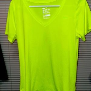 Nike neon yellow DriFit t shirt. Size large.